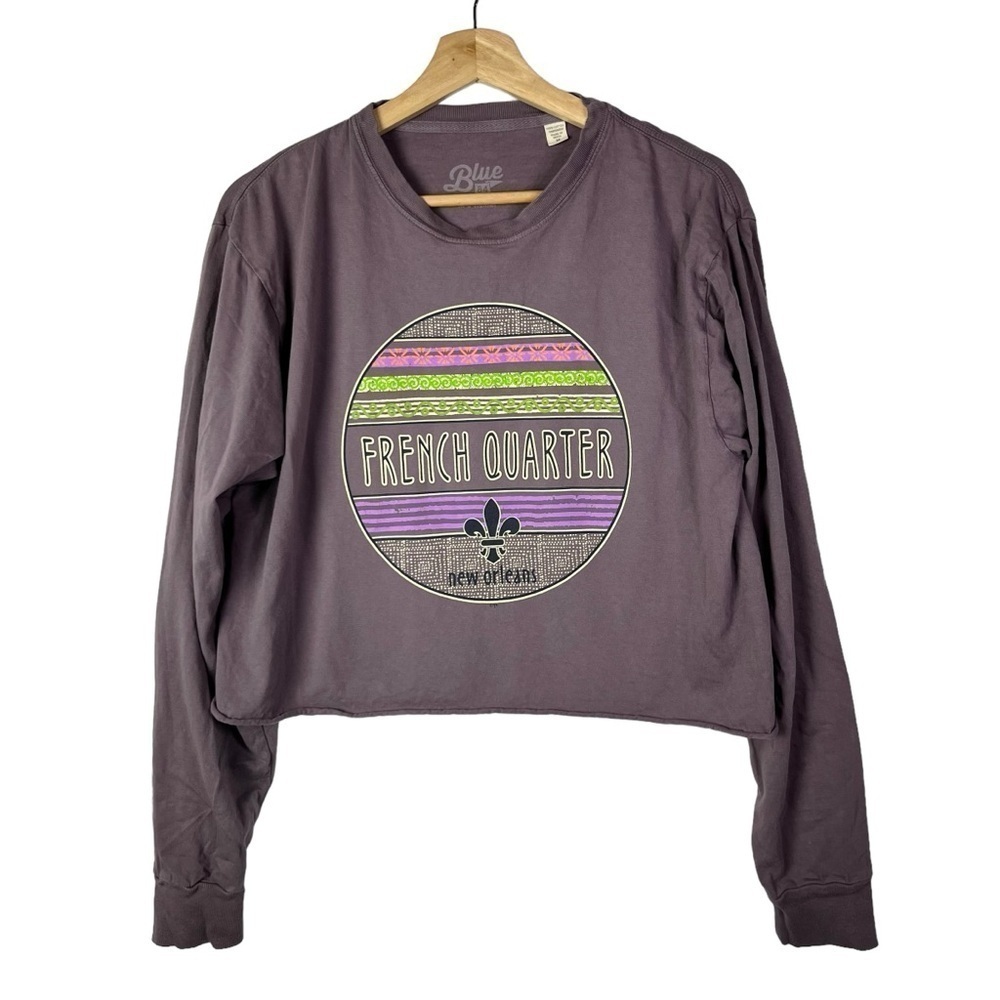 Blue 84 Purple French Quarter New Orleans Travel‎ Cropped Long Sleeve T-Shirt M